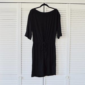James Perse Size 3 Cinch Waist Black Dress | Size Large